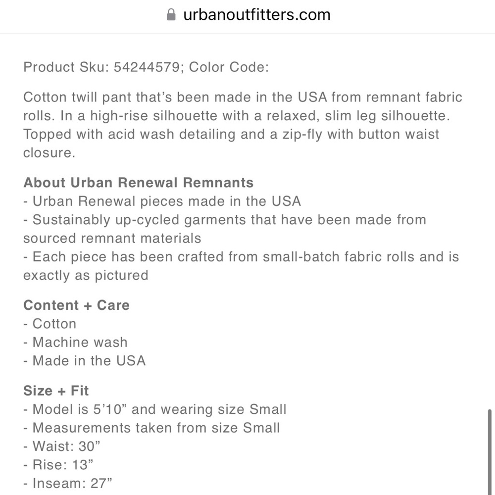 Urban Renewal Remnants Acid Wash Twill Pant S brown pleated pockets NWT - Picture 5 of 15